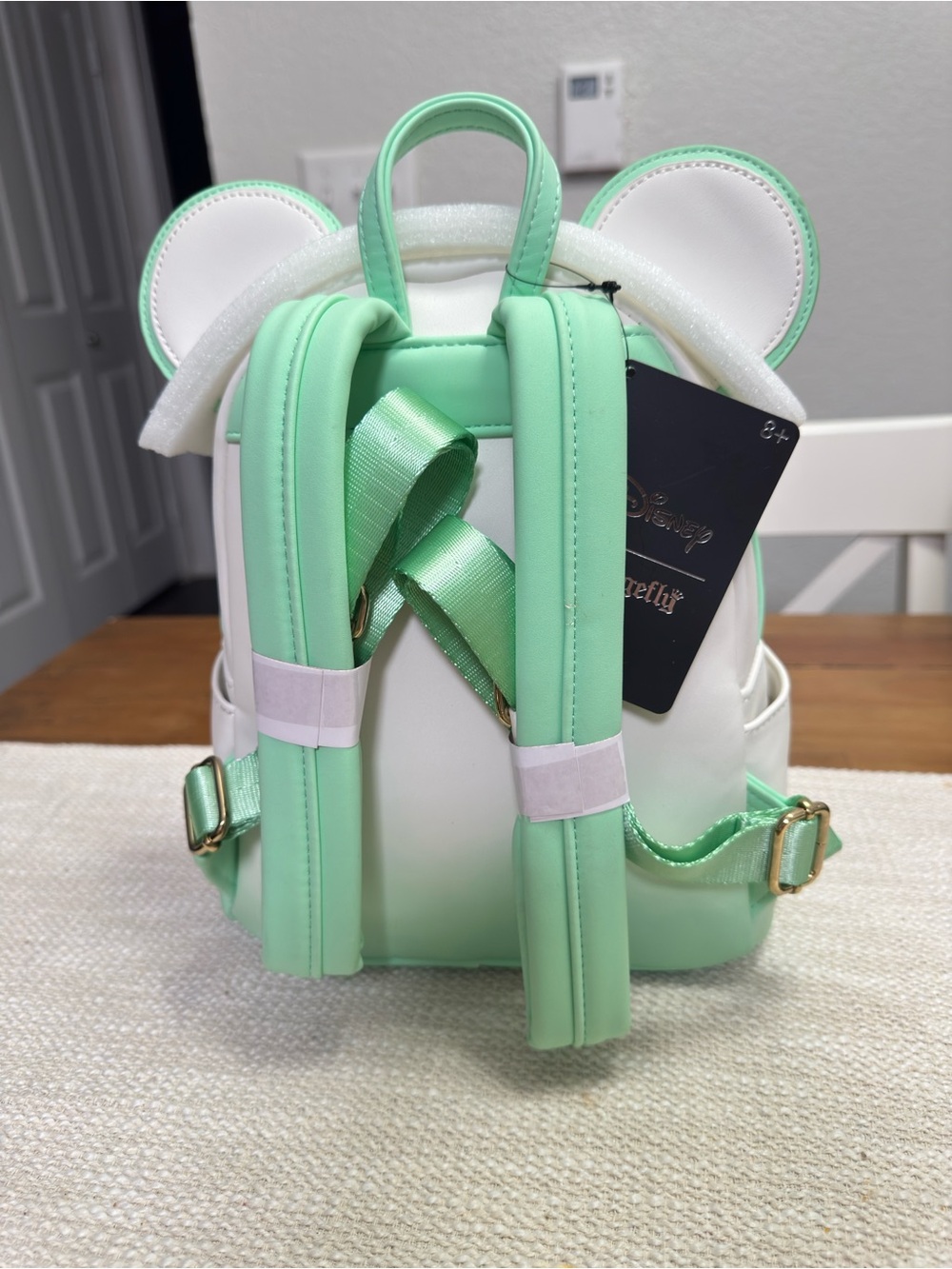 Loungefly Mint Green and White Floral Bow Kids Mini Backpack & Wallet Set - Picture 4 of 10
